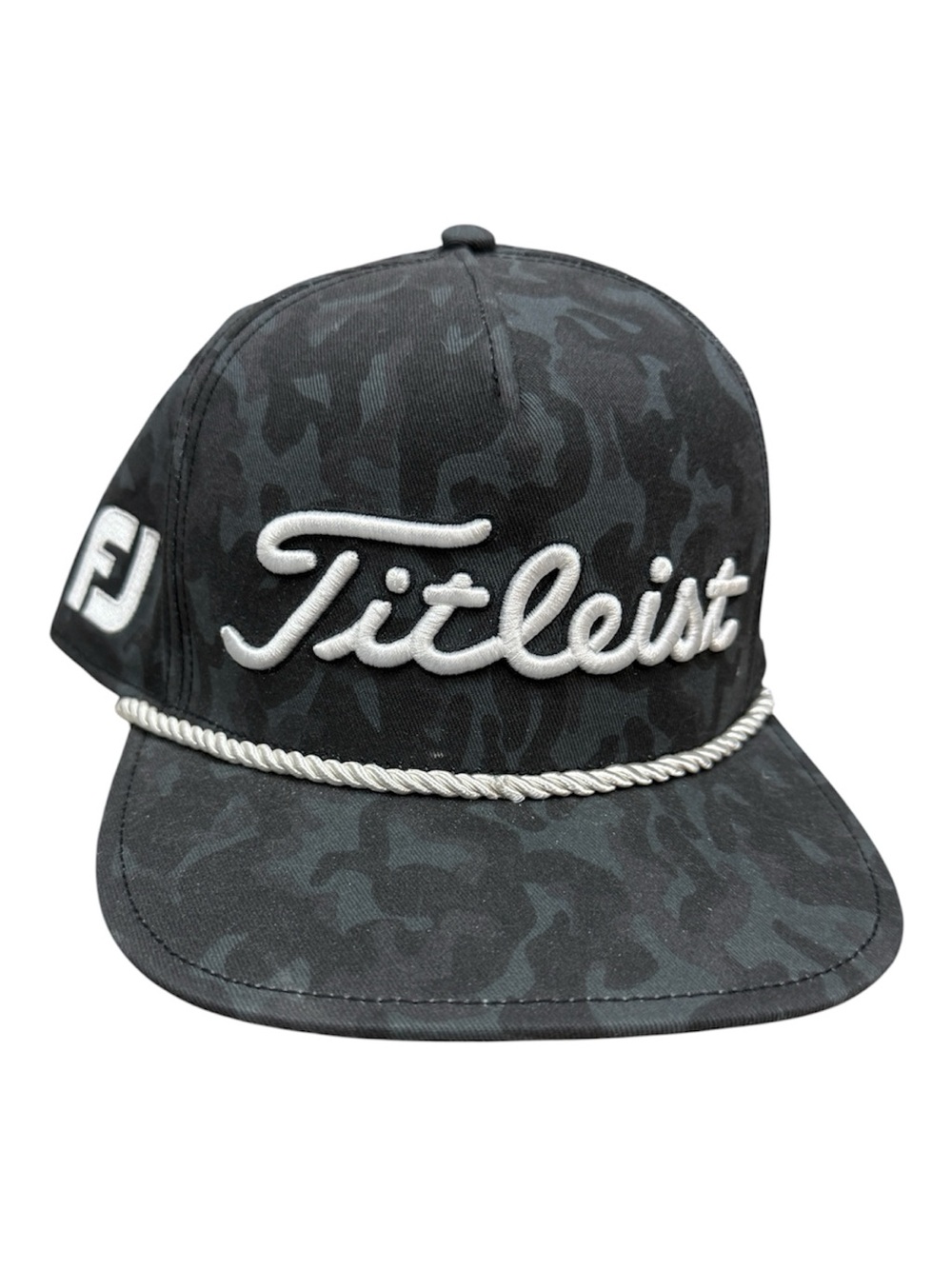 Titleist FJ Pro V1 black gray camouflage tour cotton rope flat bill hat